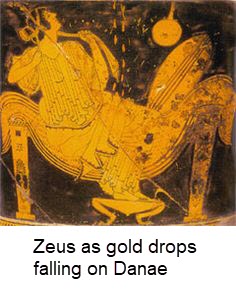 Zeus as gold drops