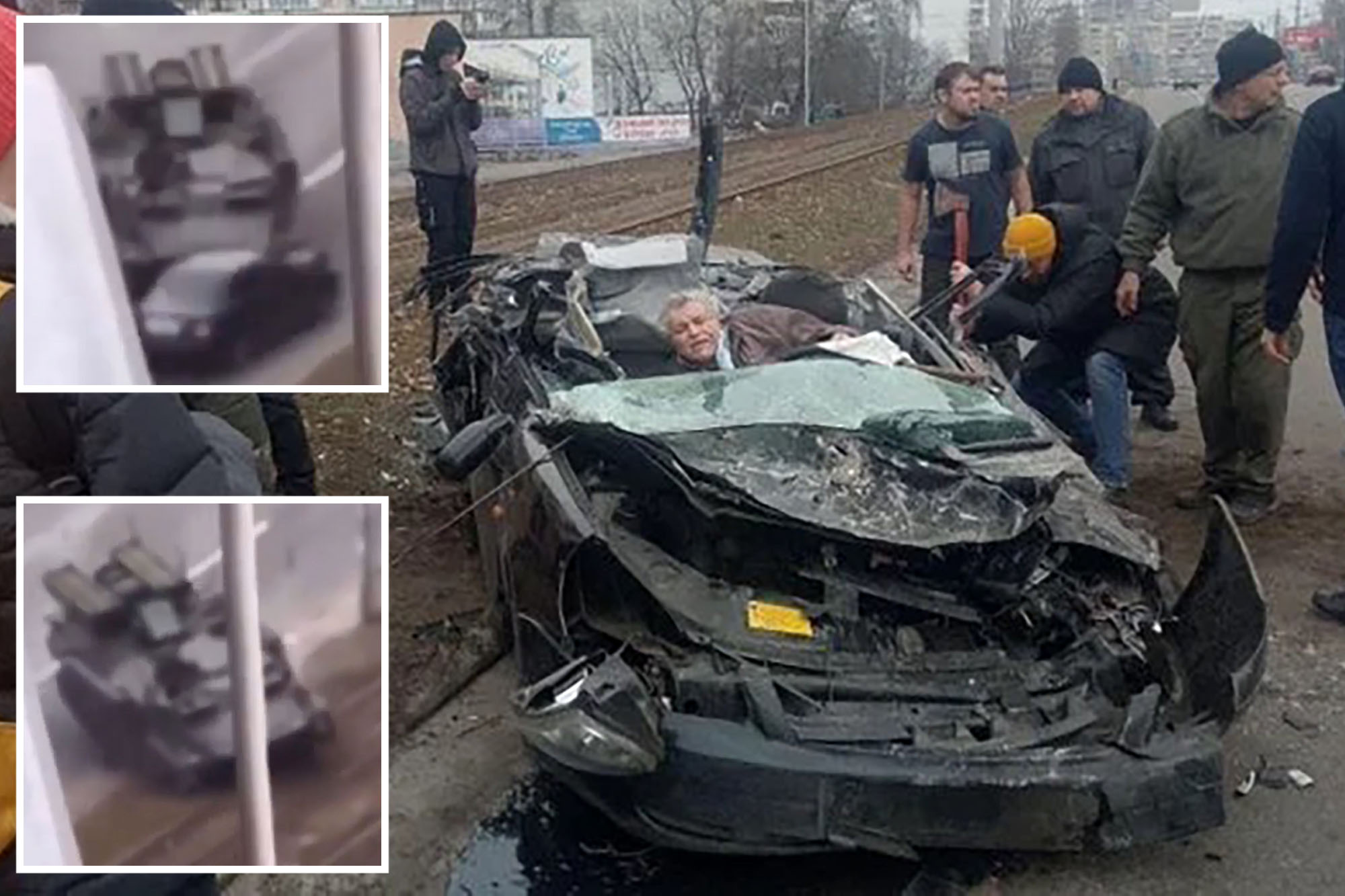 Russian Tank Crushed Car